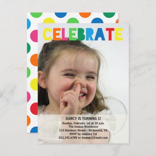 Meisje Verjaardag Party Fotouitnodigingen Uitnodiging Briefkaart (Voorkant / Achterkant)