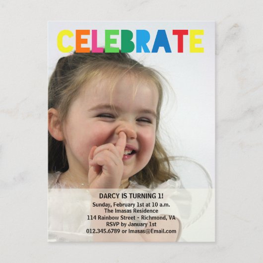 Meisje Verjaardag Party Fotouitnodigingen Uitnodiging Briefkaart (Voorkant)