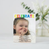 Meisje Verjaardag Party Fotouitnodigingen Uitnodiging Briefkaart (Staand voorkant)