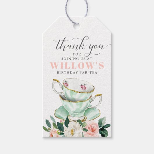 Meisje Verjaardag Party Tea Party Favoriet Label Cadeaulabel (Voorkant)