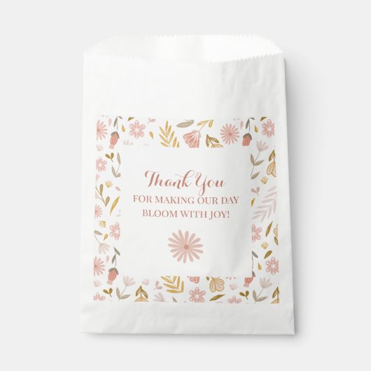 Meisje Verjaardag Roze Pastel Wildflower Bedankzakje (Voorkant)