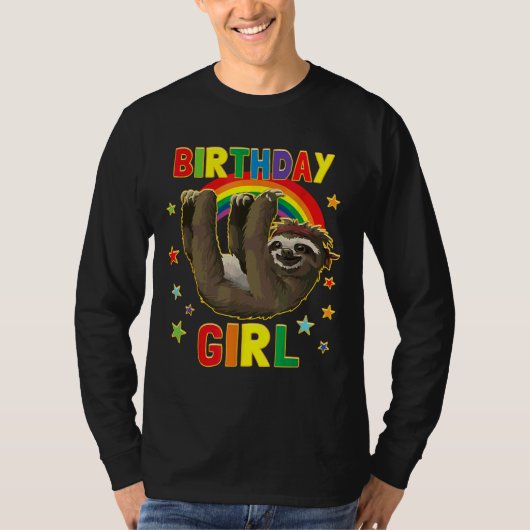 Meisje Verjaardag Sloth B Dag Party Kinder Idee Sl T-shirt (Voorkant)