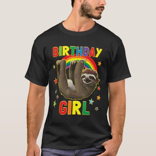 Meisje Verjaardag Sloth B Dag Party Kinder Idee Sl T-shirt (Voorkant)