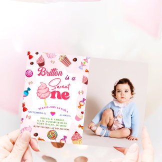 Meisje Verjaardag Snoep Sweet One Party Kaart