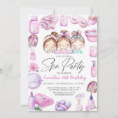 Meisje Verjaardag Spa Party Kaart (Voorkant)