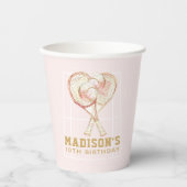 Meisje Verjaardag Tennis Luxe Roos goud Papieren Bekers (Voorkant)