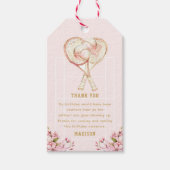Meisje Verjaardag Tennis Pink Gold Cadeaulabel (Voorkant)