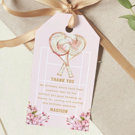 Meisje Verjaardag Tennis Pink Gold Cadeaulabel