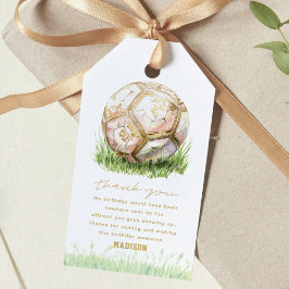 Meisje Verjaardag Voetbal Pink Gold Cadeaulabel