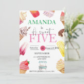 Meisje Verjaardag Zomer ijsijsje Kaart (Staand voorkant)