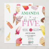 Meisje Verjaardag Zomer ijsijsje Kaart (Voorkant / Achterkant)