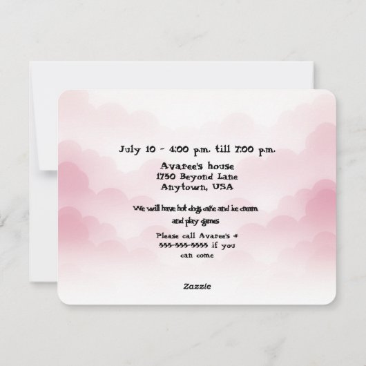 Meisje Verjaardagsfeest Flat Holiday Kaart (Achterkant)