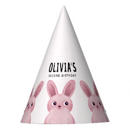 Meisje Verjaardagsfeest met schattig roze konijntj Feesthoedjes