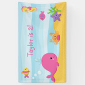 Meisje Verjaardagsfeestachtergrond banner onder he (Verticaal)