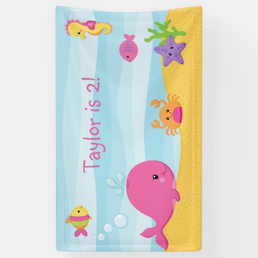 Meisje Verjaardagsfeestachtergrond banner onder he (Verticaal)