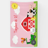 Meisje Verjaardagsfeestje Achtergrond Banner (Boer (Verticaal)