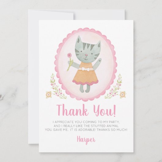 Meisje Verjaardagsfeestje Dank je kaart (Voorkant)