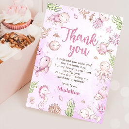 Meisje Verjaardagsfeestje Onder De Zee Bedankkaart