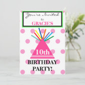 Meisje Verjaardagsfeestje Pet Roze Polka Dots Kaart (Staand voorkant)