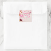 Meisje Verjaardagsfeestje Roze Custom Vierkante Sticker (Tas)