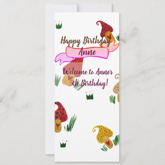 Meisje Verjaardagsfeestuitnodiging Kaart (Voorkant)