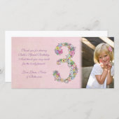 Meisje verjaardagskaart bedankt foto 3 jaar (Voorkant / Achterkant)