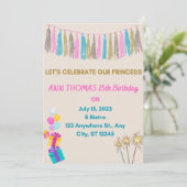 Meisje verjaardagsuitnodiging kaart (Staand voorkant)