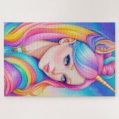 Meisje verkleed als eenhoorn legpuzzel (Horizontaal)
