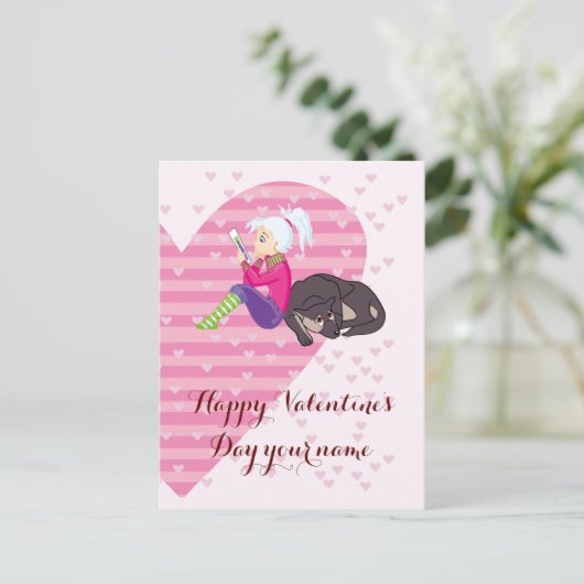 Meisje verliefd briefkaart (Staand voorkant)