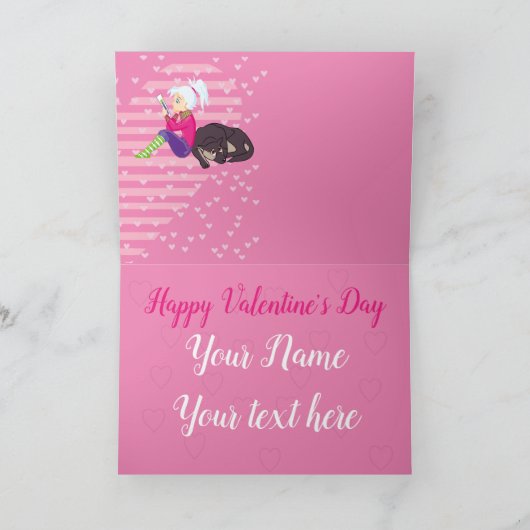 Meisje verliefd feestdagen kaart (Binnen)