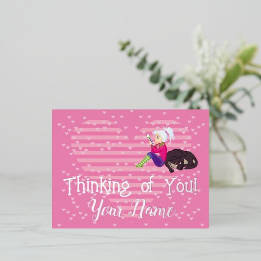 Meisje verliefd folie feestdagen briefkaart (Staand Voorkant)