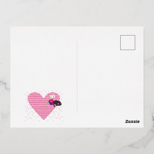 Meisje verliefd folie feestdagen briefkaart (Achterkant)