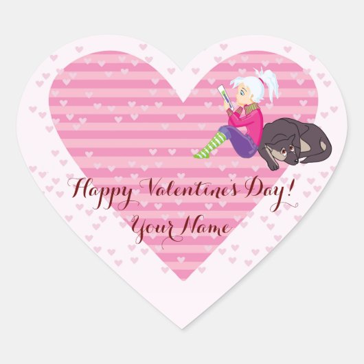 Meisje verliefd hart sticker (Voorkant)