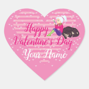Meisje verliefd hart sticker