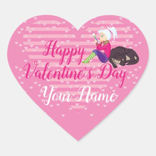 Meisje verliefd hart sticker (Voorkant)