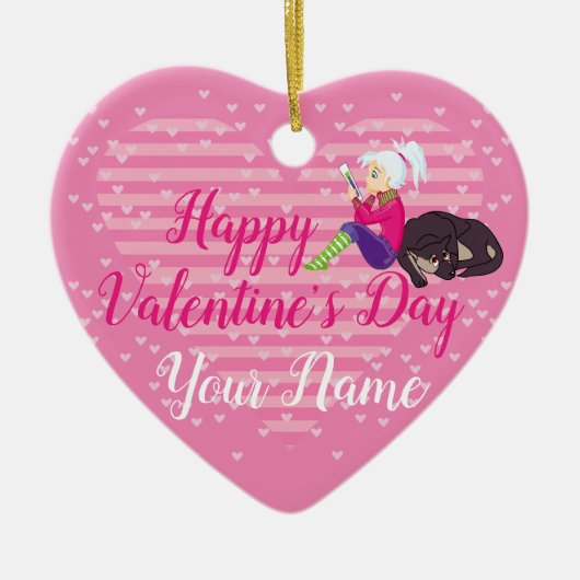 Meisje verliefd keramisch ornament (Voorkant)