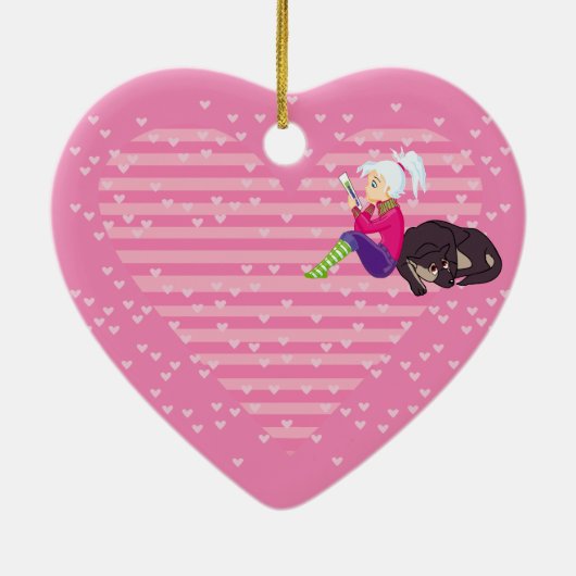 Meisje verliefd keramisch ornament (Achterkant)