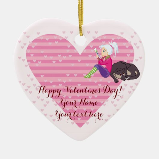 Meisje verliefd keramisch ornament (Voorkant)