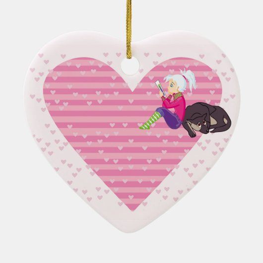 Meisje verliefd keramisch ornament (Achterkant)