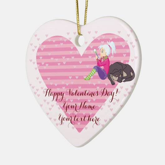 Meisje verliefd keramisch ornament (Links)