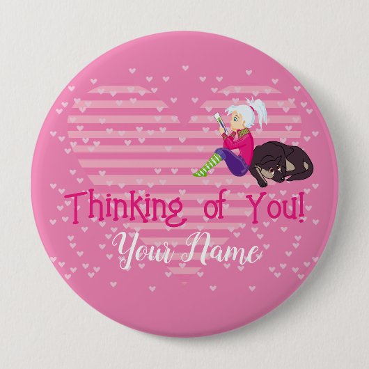 Meisje verliefd ronde button 4,0 cm (Voorkant)