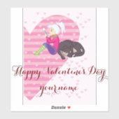 Meisje verliefd sticker (Vel)