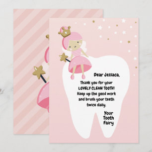 Meisje verloor de eerste Tooth Kaart. Tooth Fairy  Feestdagenkaart