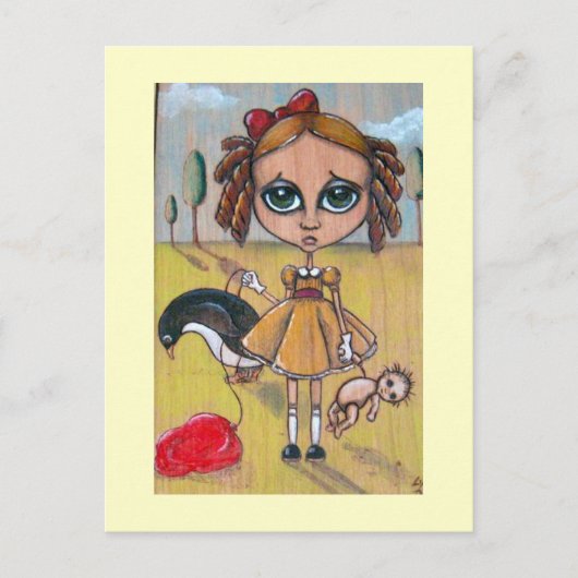 Meisje verloren briefkaart (Voorkant)