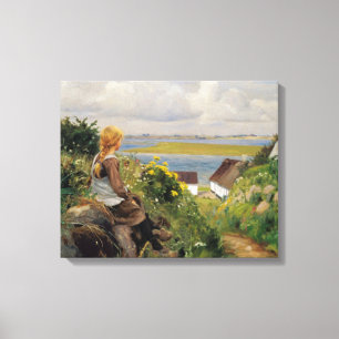 Meisje Verloren in Gedachte (door H.A. Brendekilde Canvas Afdruk