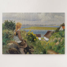 Meisje Verloren in Gedachte (door H.A. Brendekilde