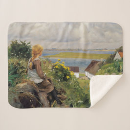 Meisje Verloren in Gedachte (door H.A. Brendekilde Sherpa Deken