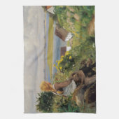 Meisje Verloren in Gedachte (door H.A. Brendekilde Theedoek (Verticaal)