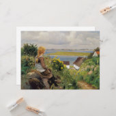 Meisje Verloren In Gedachte Kaart (Voorkant / Achterkant in situ)