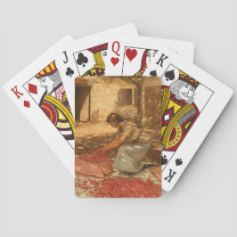 Meisje Verpakking Kersen in de Provence (Frankrijk Pokerkaarten